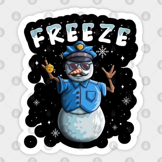 Cop Snowman Freeze Funny Police Christmas Snow Gift Sticker by Blink_Imprints10